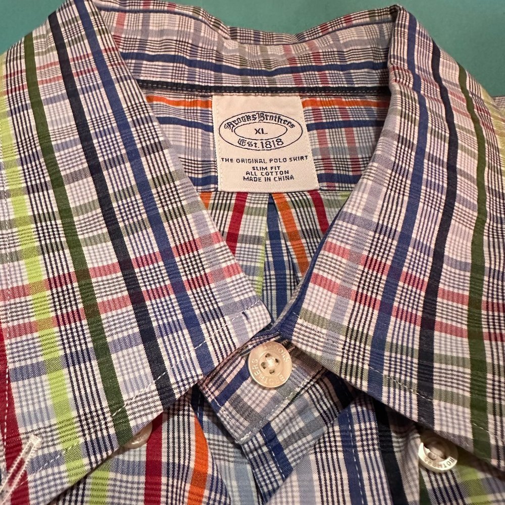 Brooks Brothers Multicolor Seersucker Slim Fit Polo Shirt